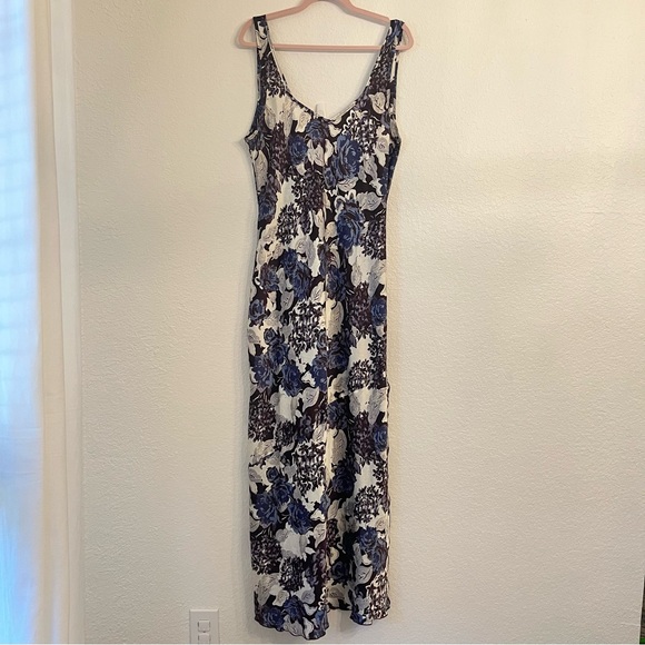 NWOT Free People Worth the Wait Floral Maxi Dress Dark Night XL Satin Slip - Picture 3 of 15
